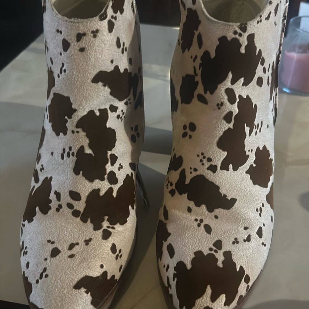 High heel boots ,cow print